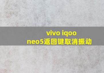 vivo iqoo neo5返回键取消振动